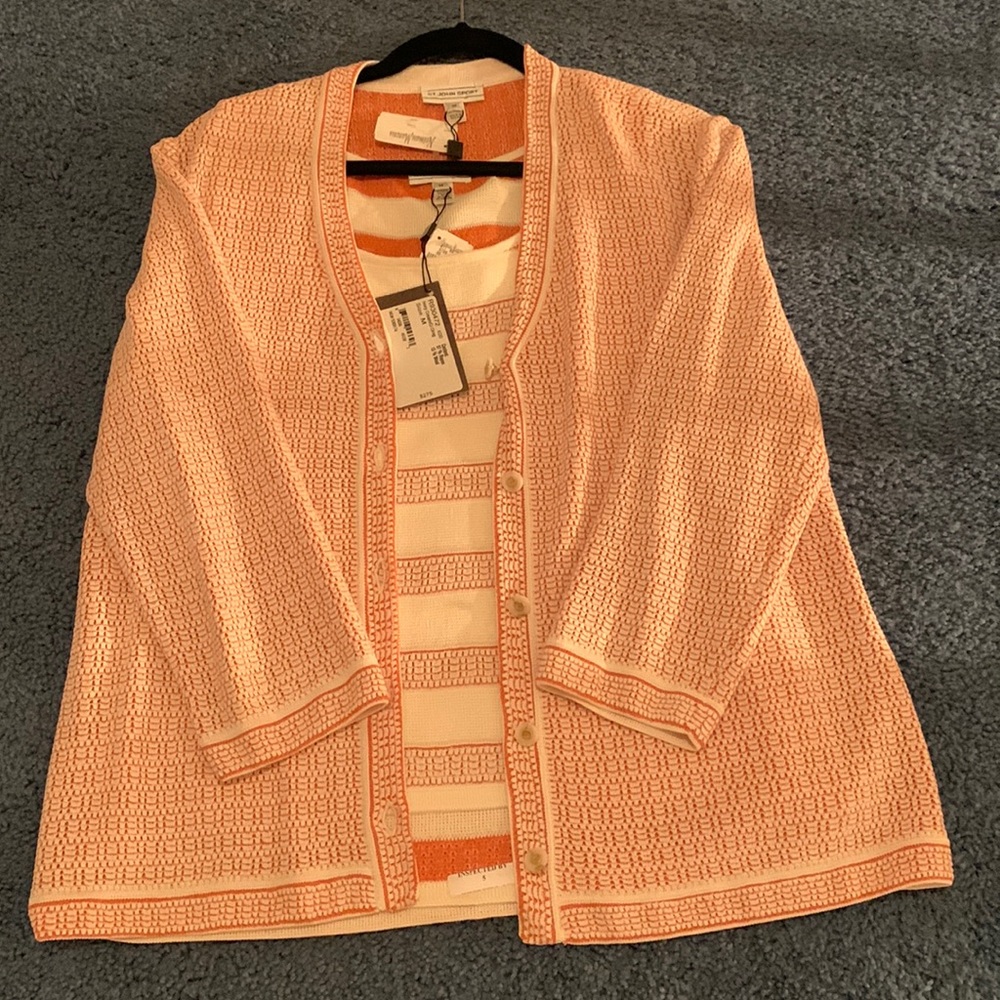 St John Sport Orange/Cream Cardigan and Tank